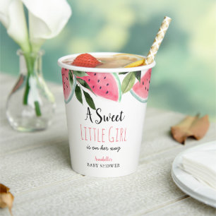 Sweet Little Girl Watermelon Baby Shower Paper Cups
