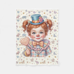 Sweet Little Girl With Blue Hat Fleece Blanket