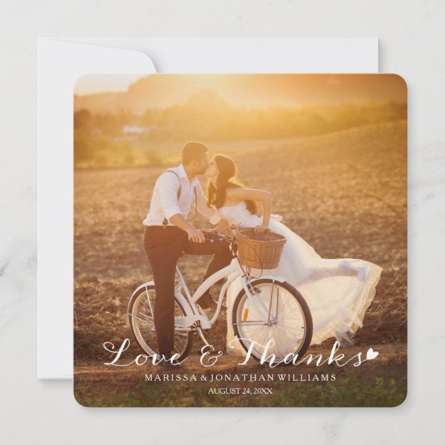 Sweet Little Heart Wedding Thank You Flat Card (Front)