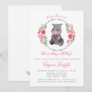 Sweet Little Hippo Baby Shower Invitation