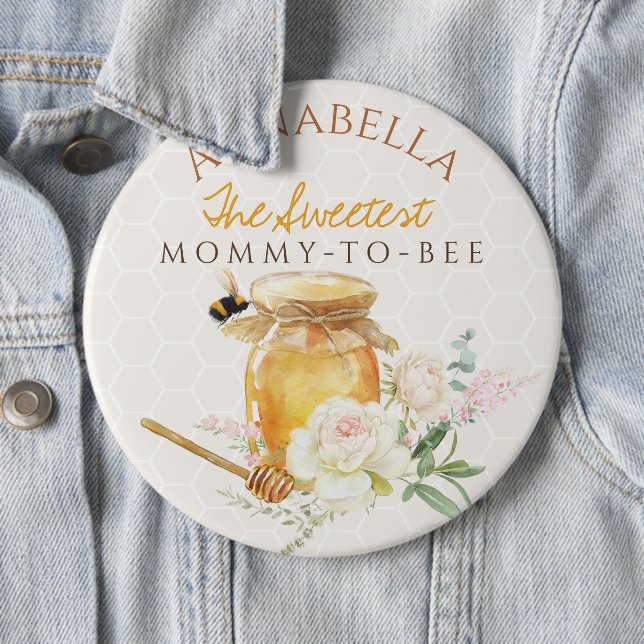 Sweet Little Honey Baby Shower 6 Inch Round Button (In Situ)
