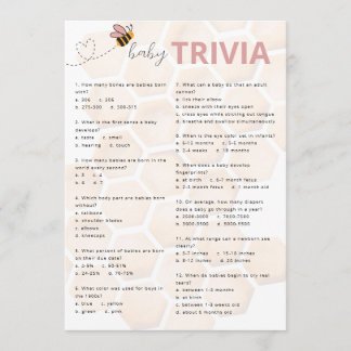 Sweet Little Honey Baby Shower Baby Trivia Card
