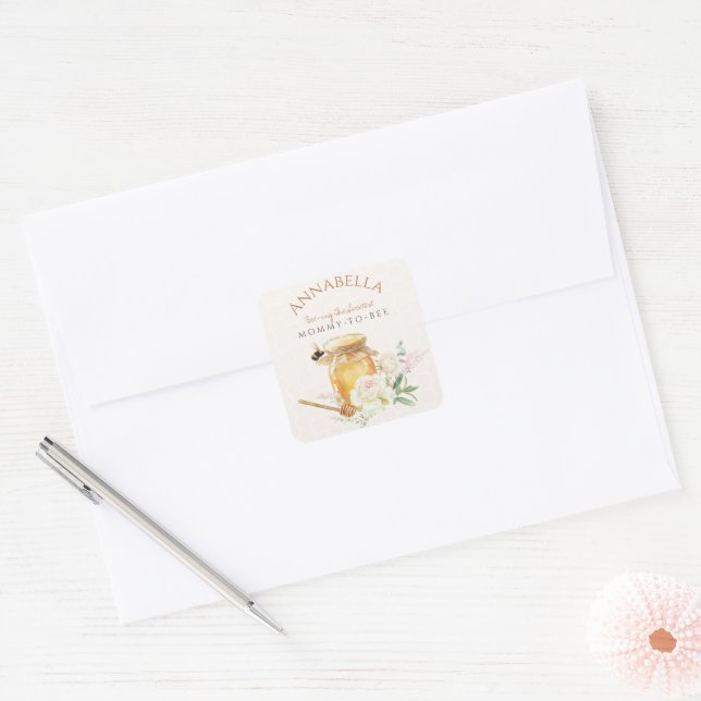 Sweet Little Honey Baby Shower Square Sticker (Envelope)