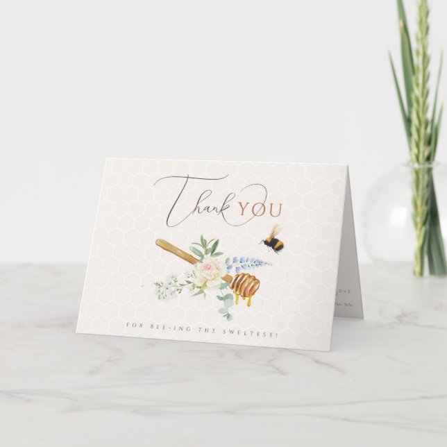 Sweet Little Honey Baby Shower Thank You Card (Front)