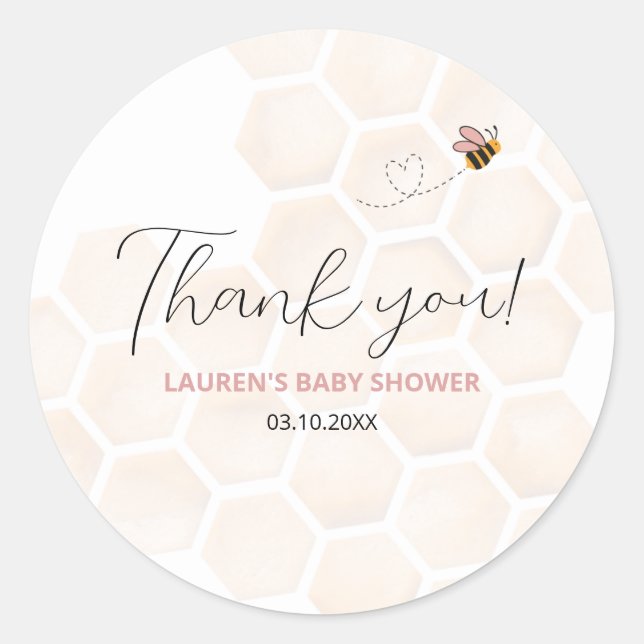 Sweet Little Honey Baby Shower Thank You Sticker (Front)