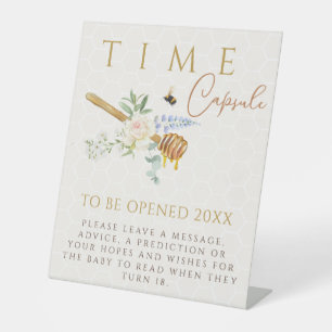 Sweet Little Honey Baby Shower Time Capsule Pedestal Sign