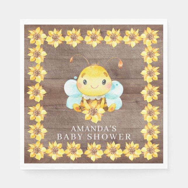 Sweet Little Honey Bee Baby Shower Paper Napkins (Front)