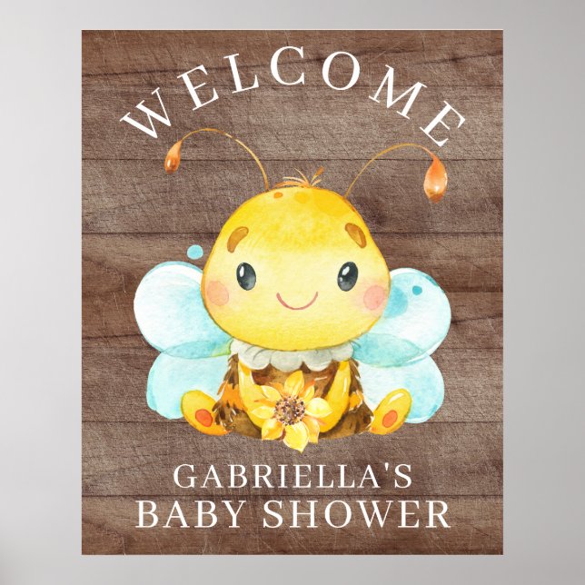 Sweet Little Honey Bee Baby Shower Poster (Front)
