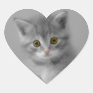 Sweet Little Kitten Heart Sticker