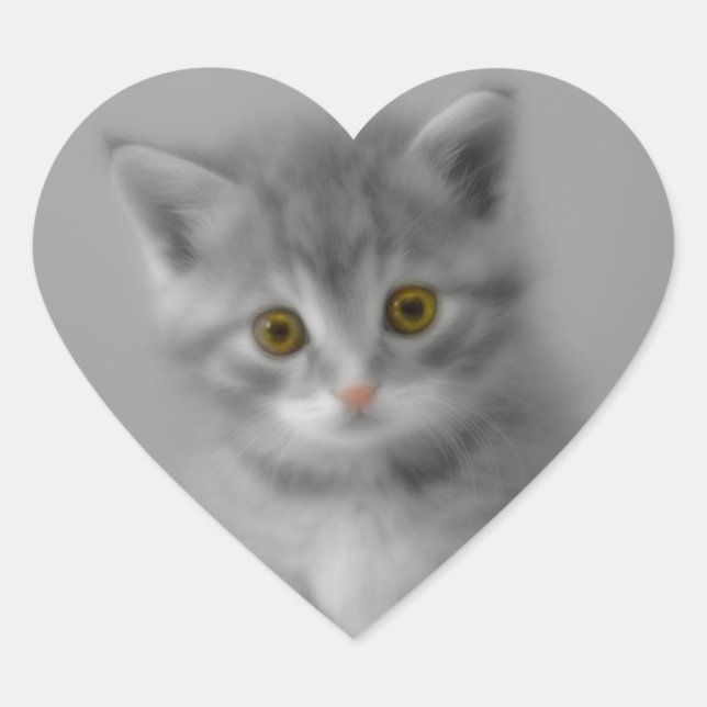 Sweet Little Kitten Heart Sticker (Front)