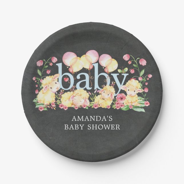 Sweet Little Lamb Baby Shower 7" Plate (Front)