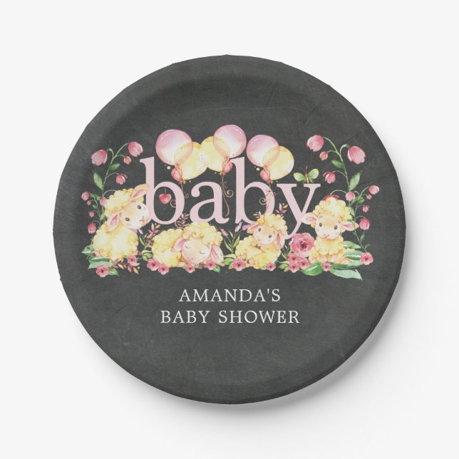 Sweet Little Lamb Baby Shower 7" Plate (Front)