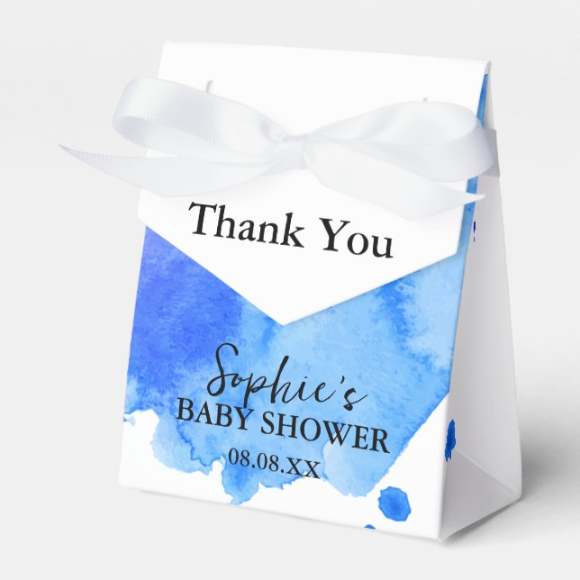 Sweet Little Lamb Blue Hydrangea Balloon Favor Box (Front Side)