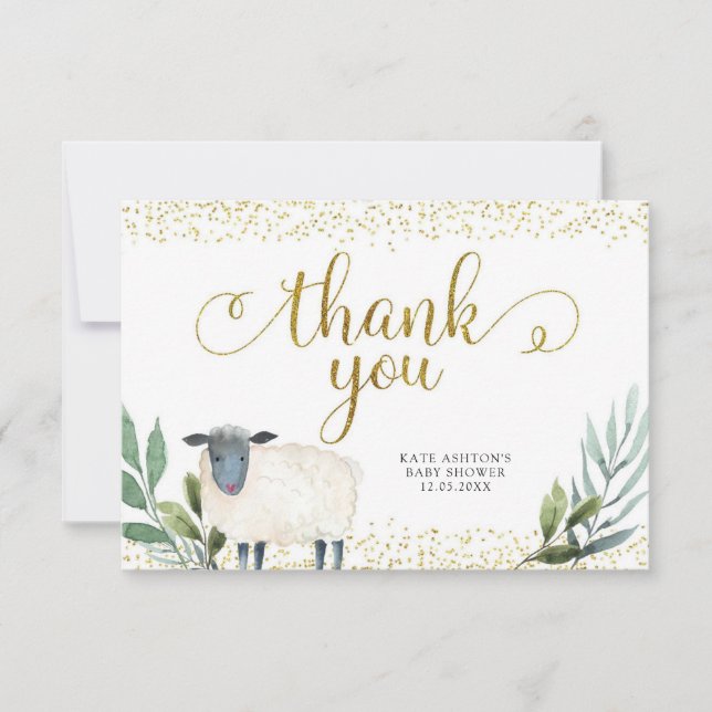 Sweet Little Lamb Carte de remerciements de verdur (Devant)