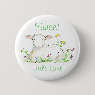 Sweet Little Lamb Farm Animal Sheep Illustration 2 Inch Round Button