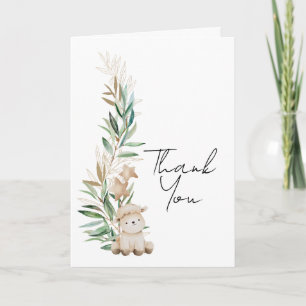 Sweet Little Lamb Greenery Botanical photo  Thank You Card