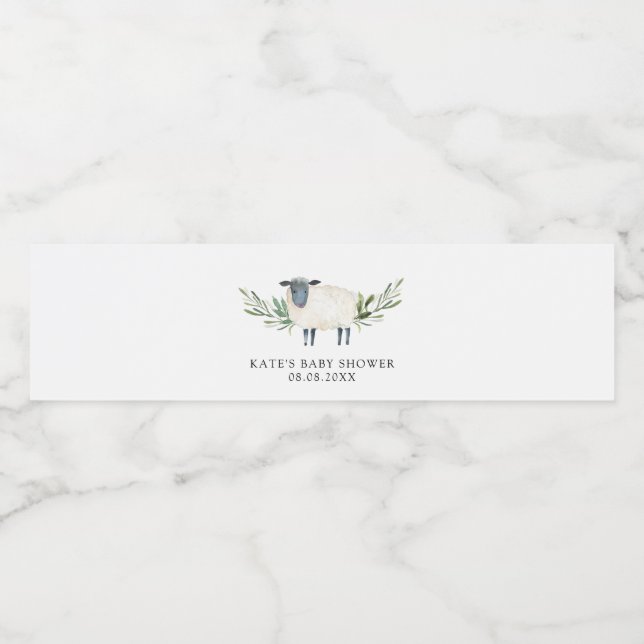 Sweet Little Lamb Greenery Water Bottle Water Bottle Label (Single Label)