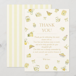 Sweet Little Lemon Watercolor Baby Shower  Thank You Card