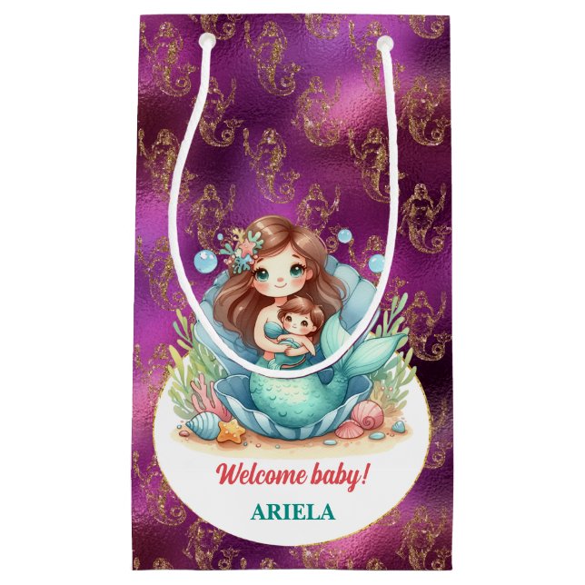 Sweet Little Mermaid Baby Small Gift Bag (Front)