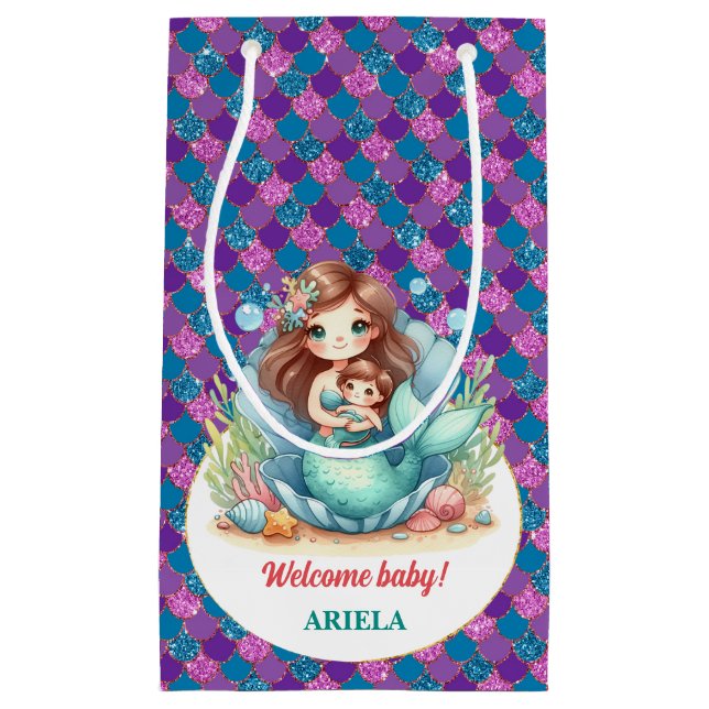 Sweet Little Mermaid Baby Small Gift Bag (Front)