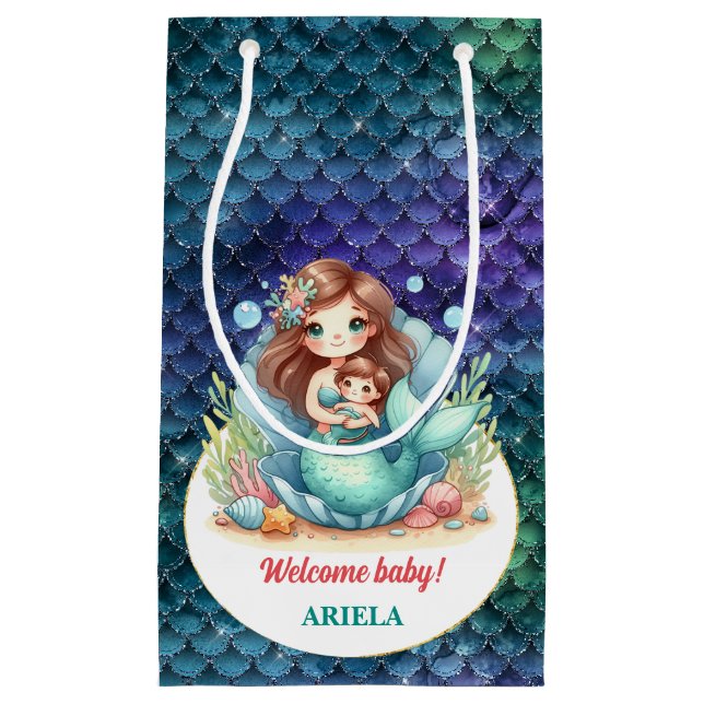Sweet Little Mermaid Baby Small Gift Bag (Front)