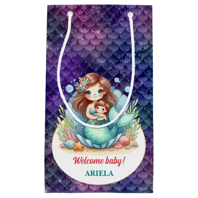 Sweet Little Mermaid Baby Small Gift Bag (Front)