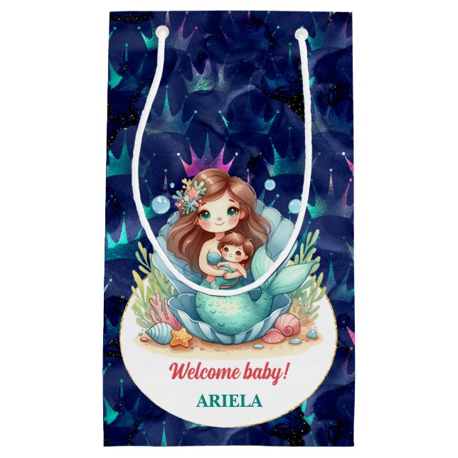 Sweet Little Mermaid Baby Small Gift Bag (Front)