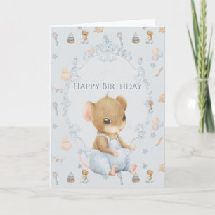 Sweet Little Mouse Birthday Folded Greeting Card