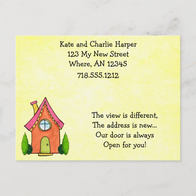 Sweet Little New Home Moving Address Cards (Front)