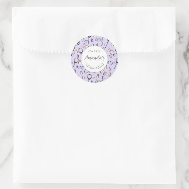Sweet Little One Candy Theme Favour Bag Classic Round Sticker (Bag)