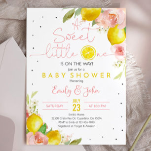 Sweet Little One Lemon Baby shower Invitation rose