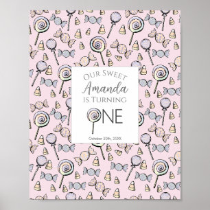 Sweet Little One Lollipop Birthday Poster