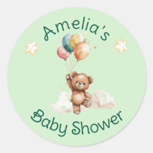 Sweet Little One on the Way Green Baby Shower Classic Round Sticker