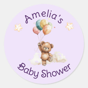 Sweet Little One on the Way Lavender Baby Shower Classic Round Sticker
