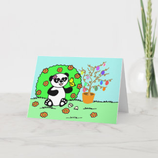 Sweet little panda is celebrating Easter Holiday Card