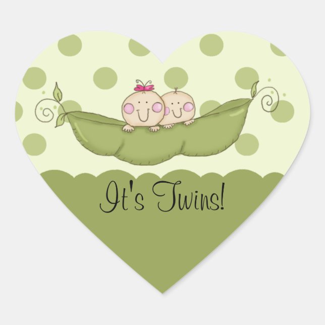 Sweet Little Pea Baby Twins Heart Sticker (Front)