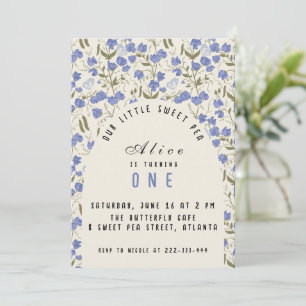 Sweet Little Pea girl first birthday Invitation