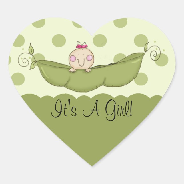 Sweet Little Pea It's A Girl Heart Sticker (Front)