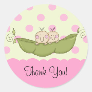 Sweet Little Pea Twins Baby Shower Sticker