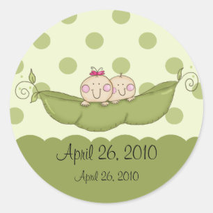 Sweet Little Pea Twins Baby Shower Sticker
