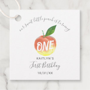 Sweet Little Peach 1st Birthday Favour Tags