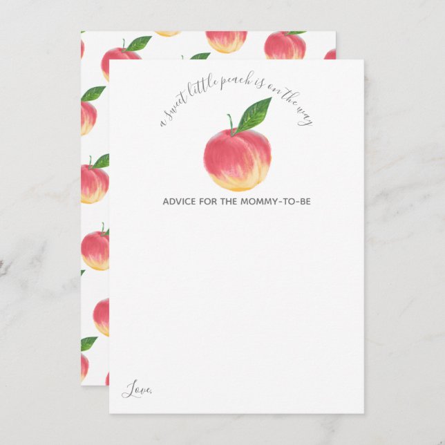 Sweet Little Peach Baby Shower Advice Card (Front/Back)