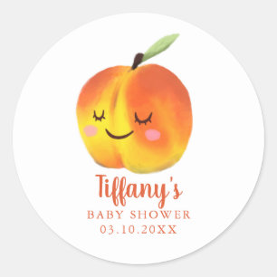 Sweet Little Peach Baby Shower Classic Round Sticker