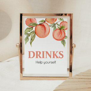 Sweet Little Peach Baby Shower Drinks Sign