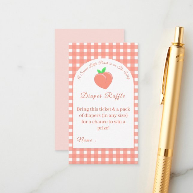 Sweet Little Peach Baby Shower Enclosure Card (Front/Back In Situ)