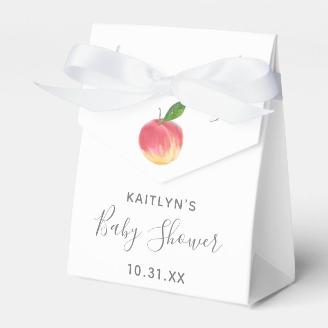 Sweet Little Peach Baby Shower Favor Box (Front Side)