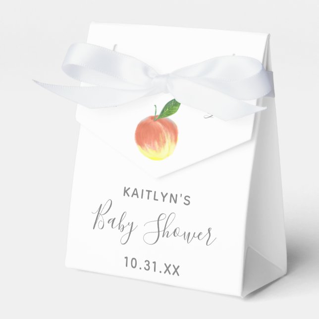 Sweet Little Peach Baby Shower Favor Box (Front Side)