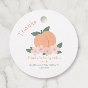 Sweet Little Peach Baby Shower Favour Tags