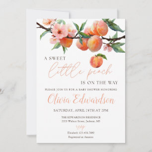 Sweet Little Peach Baby Shower Invitation