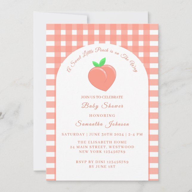 Sweet Little Peach Baby Shower Invitation (Front)
